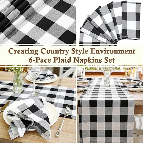 Miniatura 3 de 6 Buffalo Check Oversized Napkins (17x17 Inches) for Everyday Place Settings, Rustic Farmhouse Decor, Holidays, Family Dinners and BBQ's (White
