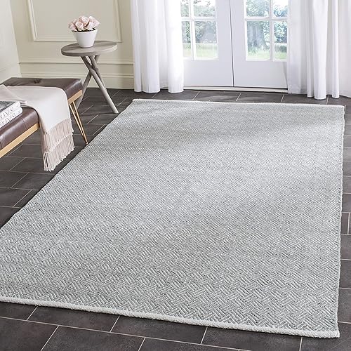 SAFAVIEH Boston Collection BOS680E - Alfombra de algodón de tejido plano hecha a mano de 9 x 12 pies color gris