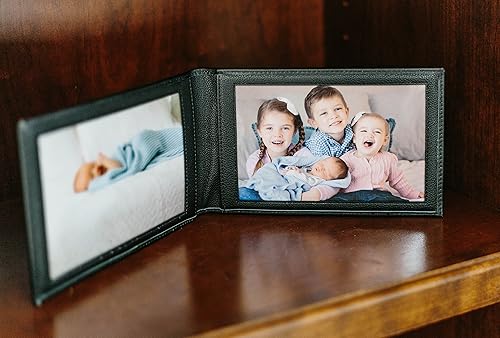 Miniatura 2 de Karandu Marco de fotos de cuero de paisaje doble 4x6 - negro