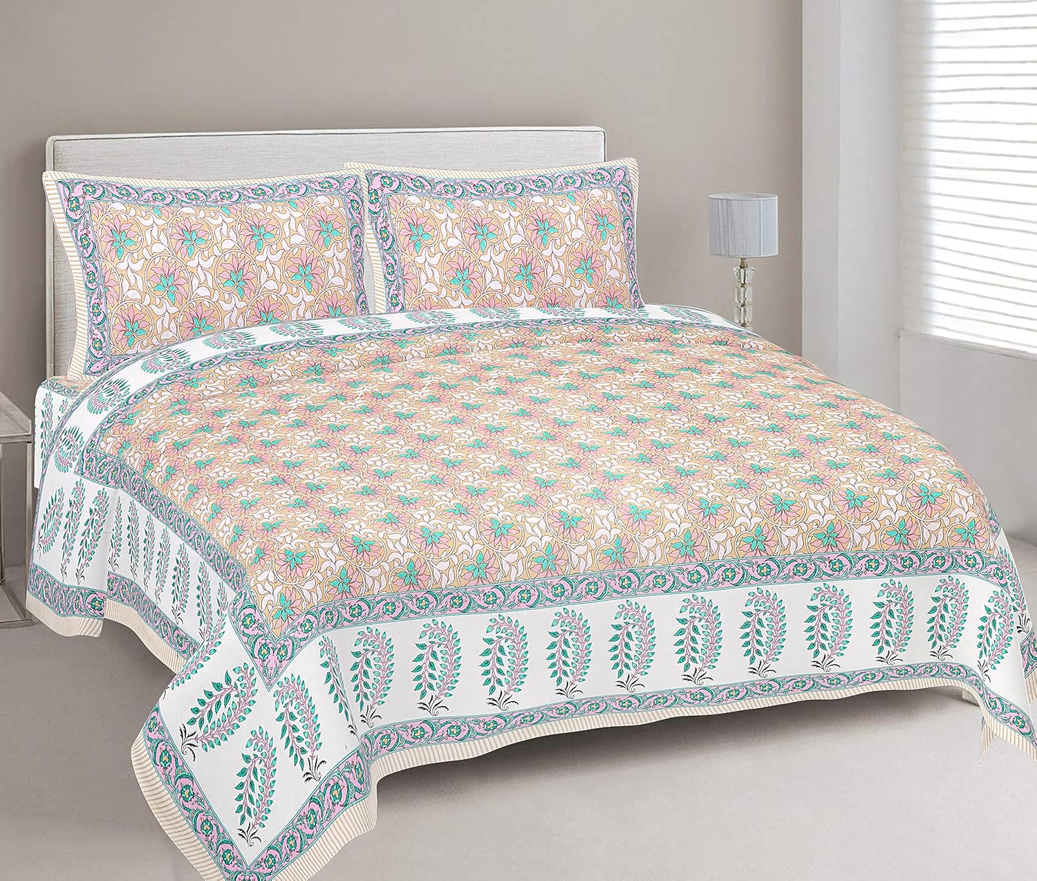 IndianCultura Blue Bedding Sheet, Best Luxury Cool 100