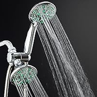 Vista 5 de AquaDance Regadera de combinación de alta presión antimicrobiana/antiatascamiento de 30 ajustes con dos cabezales y protección contra el crecimiento