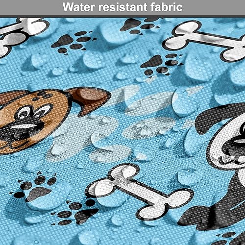 Miniatura 370 de Lunarable - Tela para amantes de perros de The Yard, patrón divertido de animales de dibujos animados en posiciones caprichosas estirando y Beige y