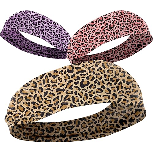 Leopard Print Stretchy Headband - Purple Leopard - Coral Leopard - Trendy Headband, Great for Casual and Active wear