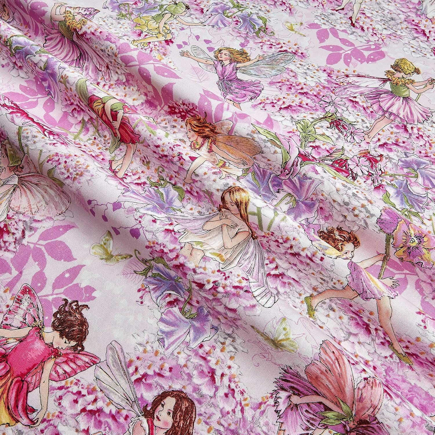 Michael Miller Petal Flower Fairies Allover Fairies Pink, Quilting Fabric by the Yard