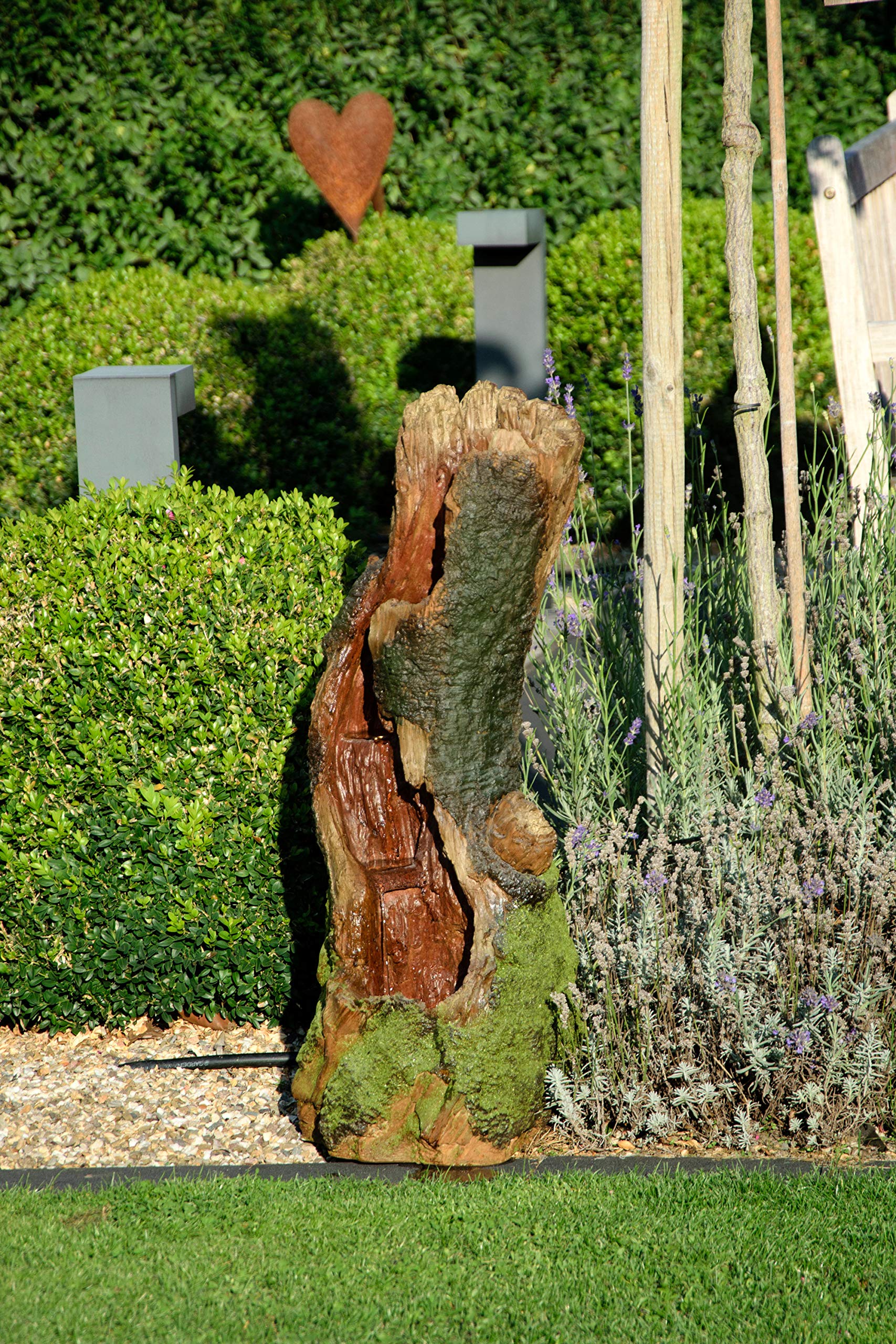 dobar® 96310e Fuente de jardín de diseño Grande con iluminación LED, Cascada de poliresina, para Exteriores, decoración Decorativa, diseño de árbol, 33 x 28 x 78 cm