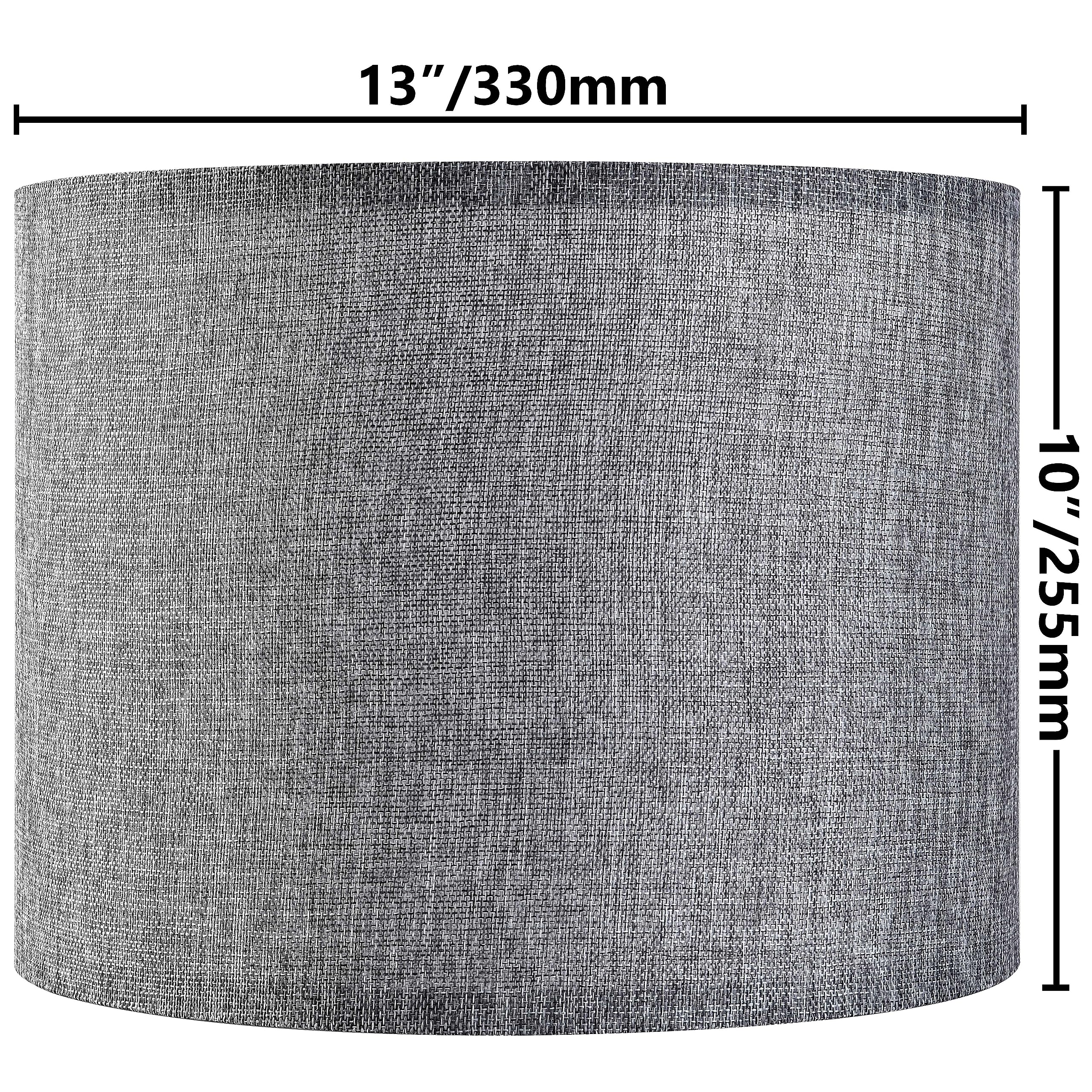 Set of 2 Mid-Gray Medium Drum Lamp Shades 13" Top x 13" Bottom x 10" High (Spider) Traditional Lampshades for Table Lamp & Bedside Lamp - Handcrafted - By GO&SO
