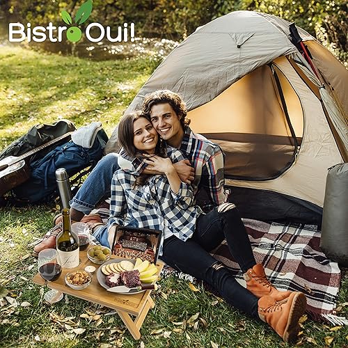 Miniatura 7 de Mesa de vino portátil, una mini bandeja plegable de picnic para la playa, camping, caravana, conciertos al aire libre, desayuno en la cama o antes