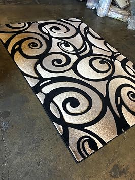 Sculpture # Modern Area Rug Design Black 52" x 71"