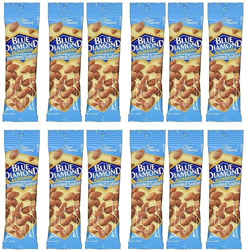 Blue Diamond Almonds, Tubos de 1.5 onzas, salados asados, 12 unidades
