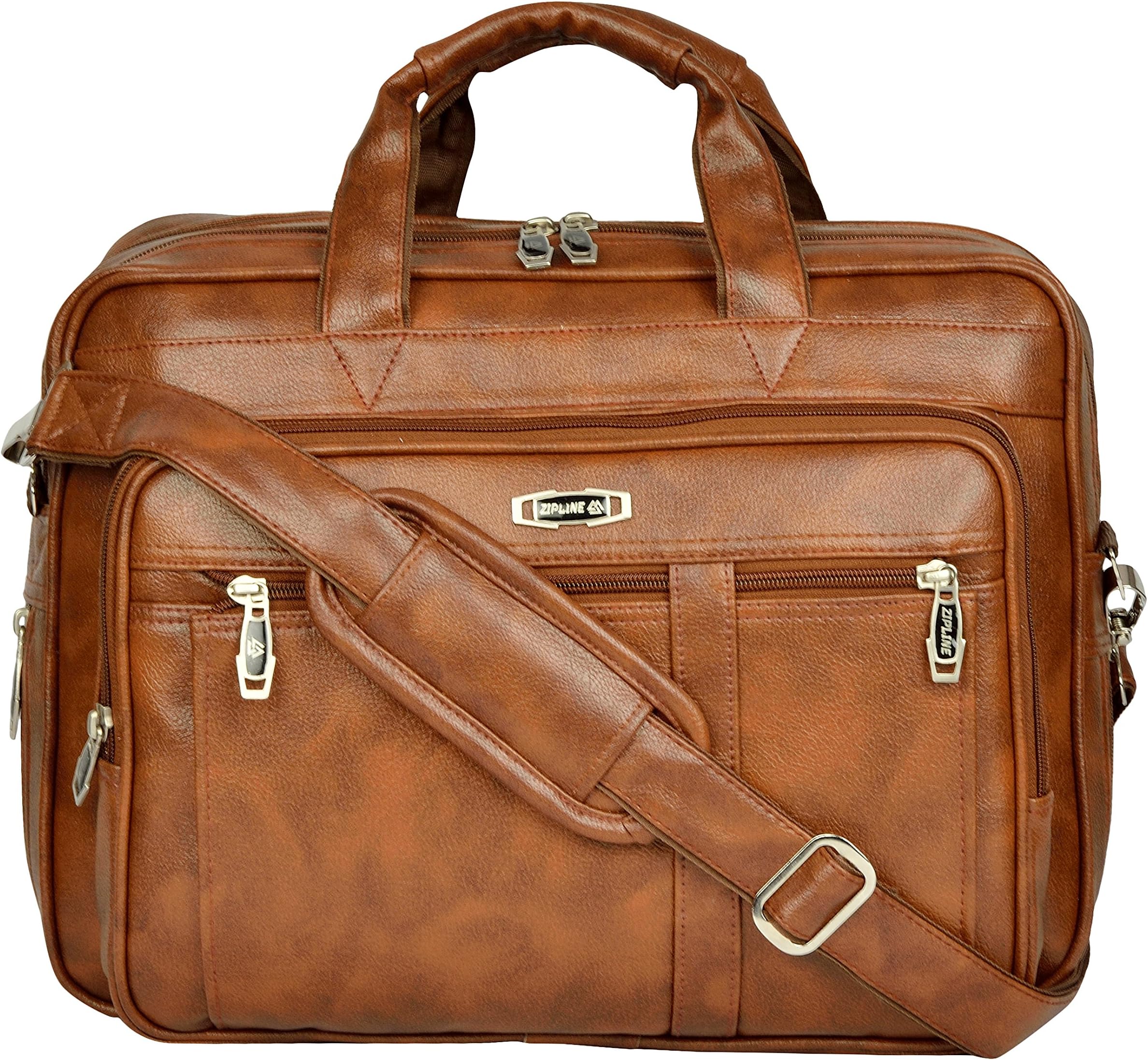 Zipline Laptop bags for men office use | Synthetic Leather Executive Formal 15.6 inch Laptop & MacBook, MacBook Pro Messenger/Office Bag for Man Women, Tan, Western