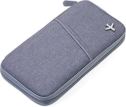 TROIKA Safe Flight TRV20/GY Étui pour Documents de Voyage avec Film de Protection de Lecture (pour puces RFID) Fermeture éclair 12 Compartiments intérieurs Passant pour Stylo Polyester Gris/Orange