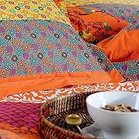 Vista 3 de Lush Decor Royal Empire - Juego de funda de edredón reversible de algodón, juego de 3 piezas Full/Queen, mandarina - Juego de ropa de cama a rayas