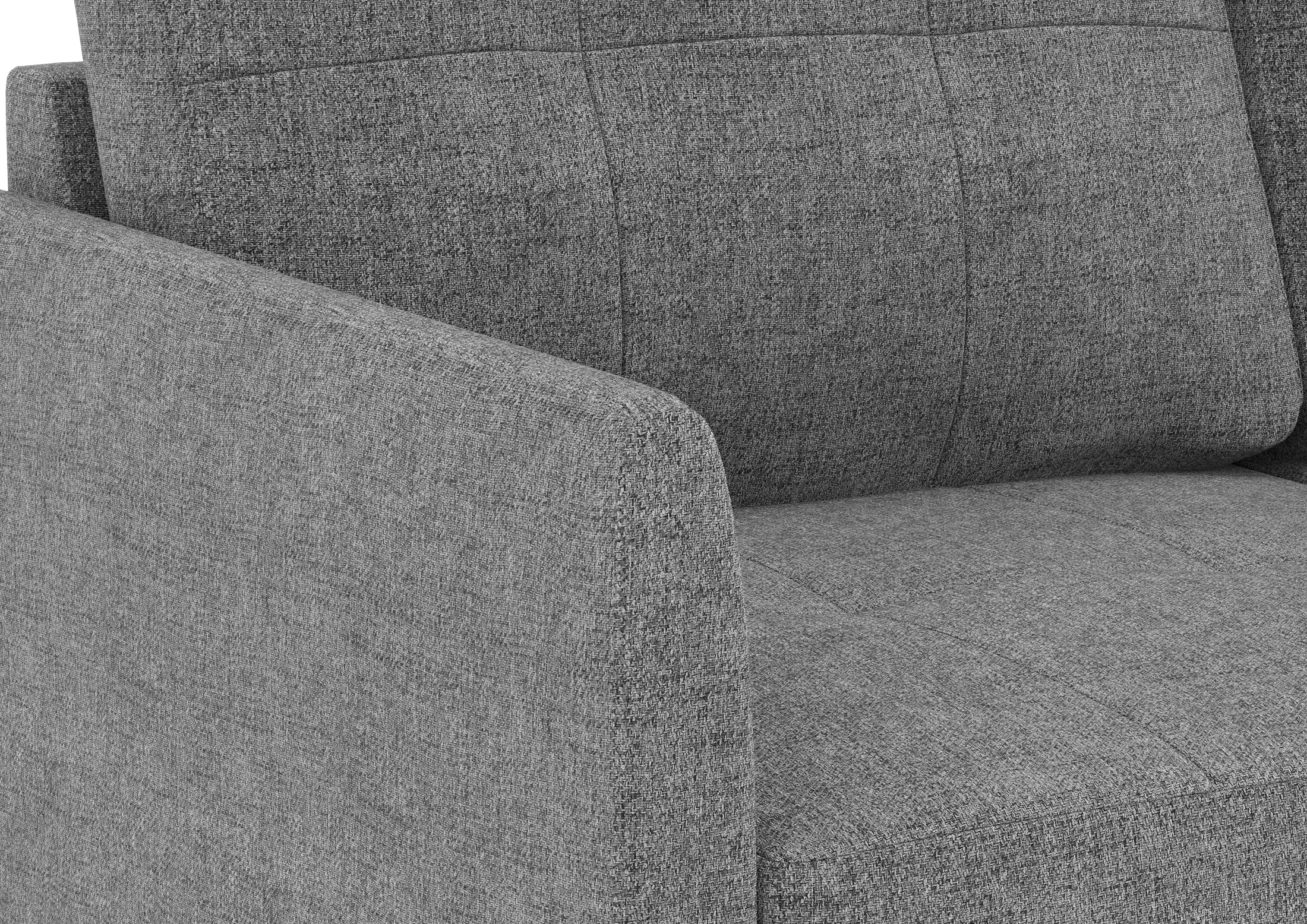 BUDWING Enzo Sofá Cama Esquinero 4 Plazas – Chaise Longue Reversible, Arcón de Almacenaje y Respaldo Reclinable – Estilo Contemporáneo, Tejido 100% Poliéster – 230x147x94 cm – Gris