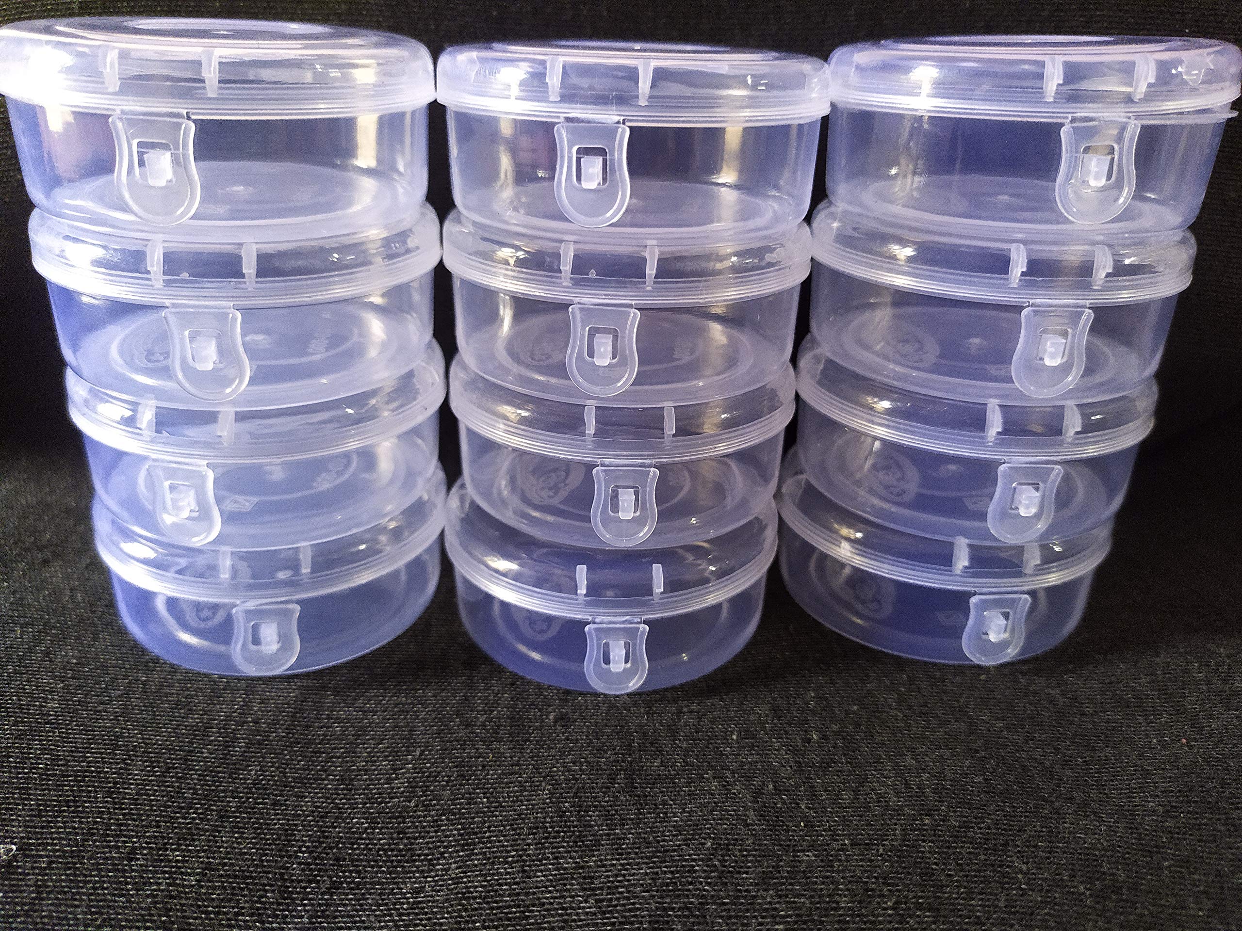 R. D. TradersRound Kangan Box - Small Plastic Boxes For Storage Of Bangles - No 000 - Pack of 12 (Diameter=6Cm, Height=2.5Cm, Transparent)