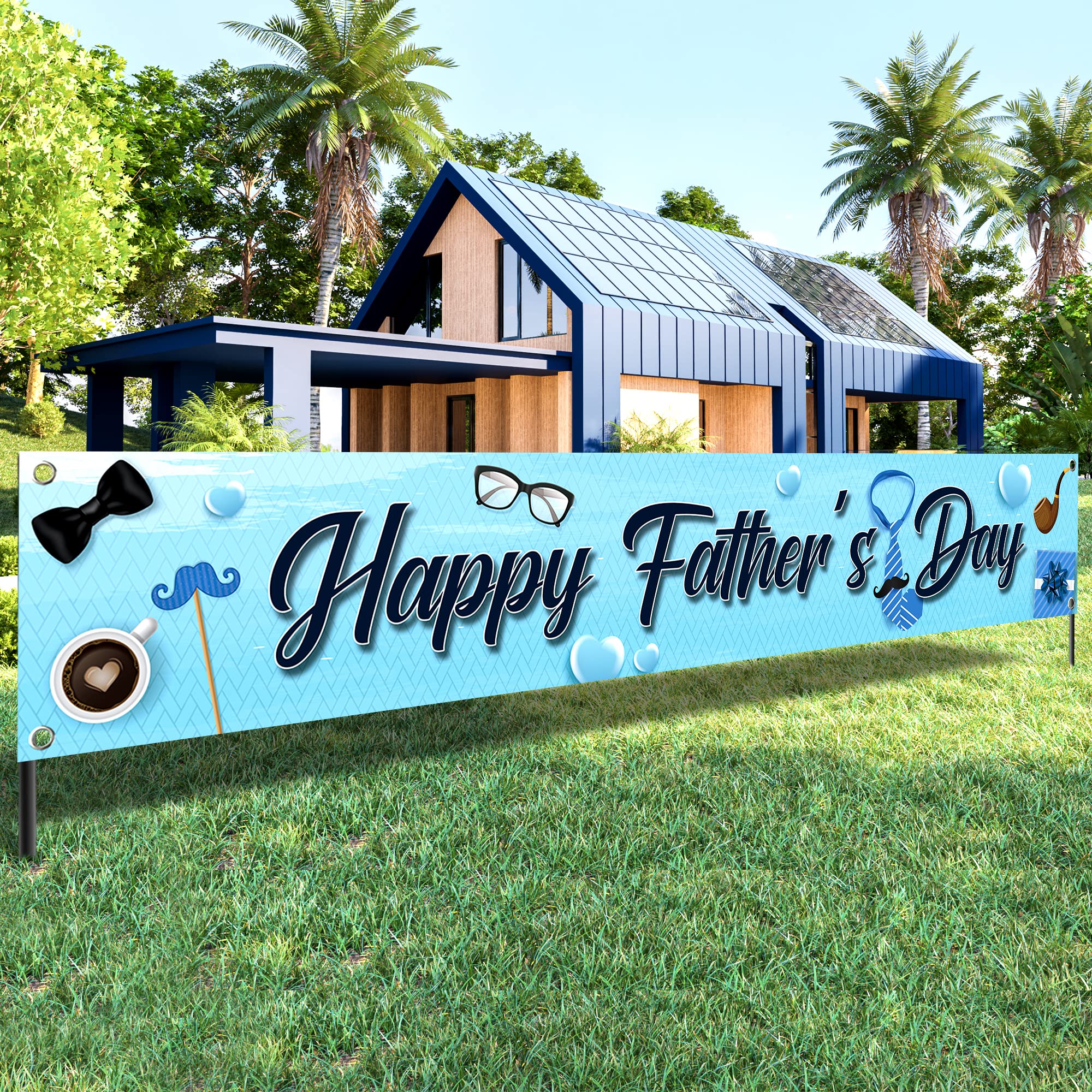 KatchOn, Happy Fathers Day Banner - XtraLarge, 120x20 Inch | Happy Fathers Day Yard Banner, Happy Fathers Day Decorations for Party | Happy Fathers