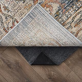 Edenbrook Non-Slip Felt Rug Pad - 1/4” Thick - Rubber Backing - Protects Flooring - Reduces Noise - Customizable, Grey, 8 ...