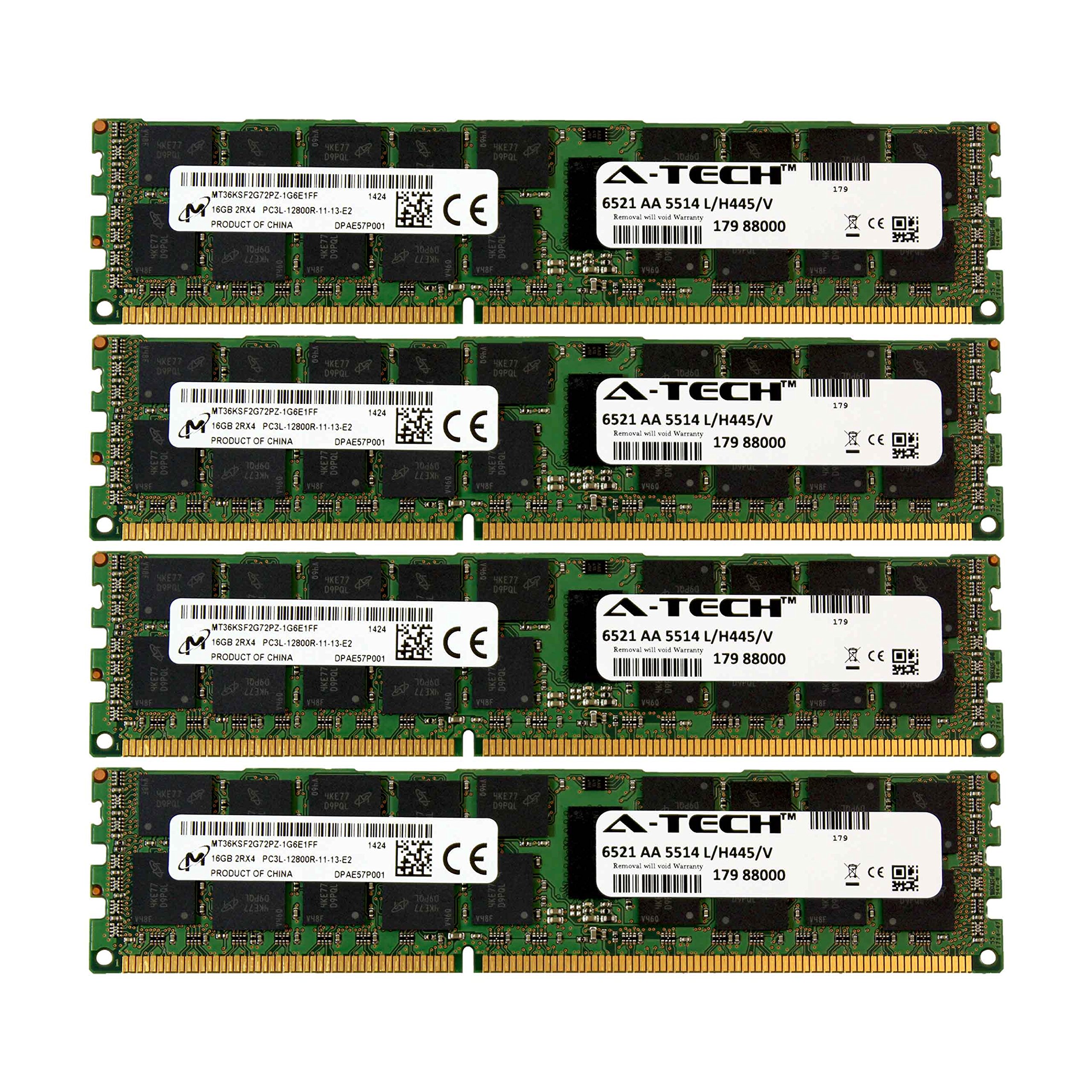 A-Tech Micron 64GB Kit 4X 16GB PC3-12800 1.35V for Dell Precision Workstation Snpp9rn2c/8g A2626072 A2626093 A2862069 A2862074 A3721482 T5600 T7500 T7600 T5500 T5600 T7500 T7600 T5500 Memory RAM