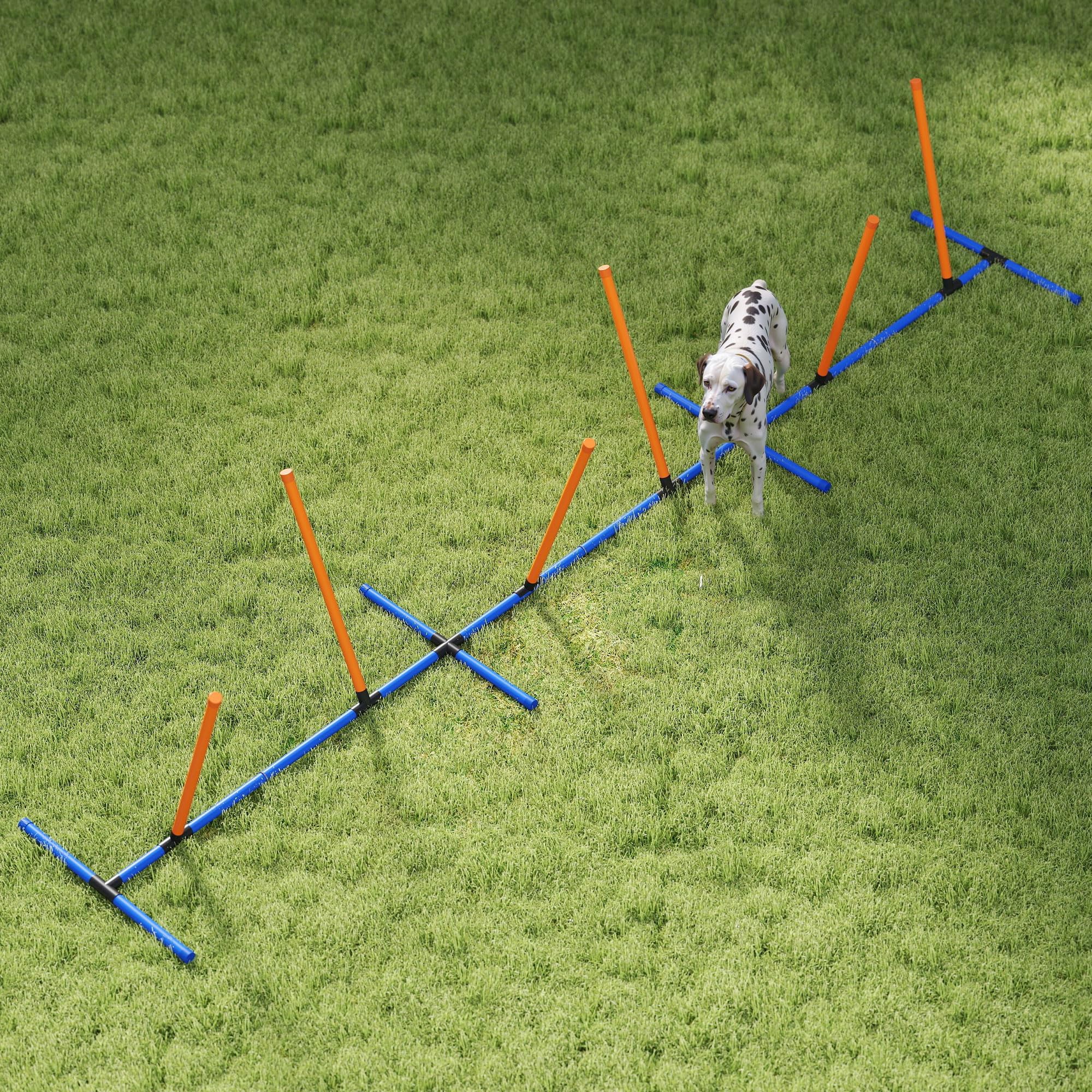 PawHut Adjustable Dog Agility Training Equipment, Dog Agility Course Backyard Set with Weaves Poles, Carry Bag and Ground Stakes for Pet Park Games Exercise - image 8