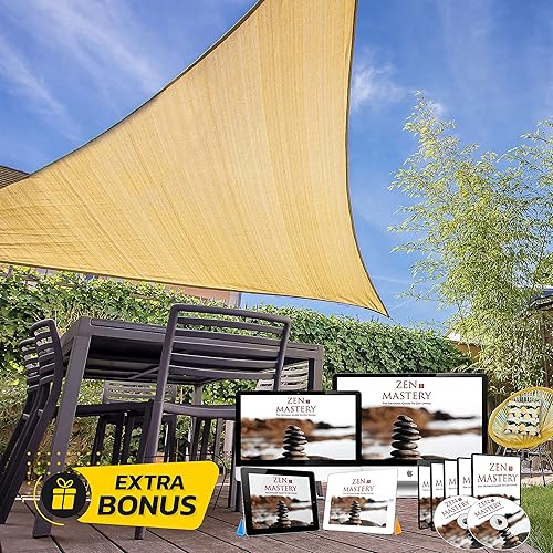Miniatura 9 de BACKYARD EXPRESSIONS PATIO  HOME  GARDEN Toldo parasol triangular de 10 x 10 x 10 pies, con bloqueo UV, resistente a la intemperie, patio, eventos