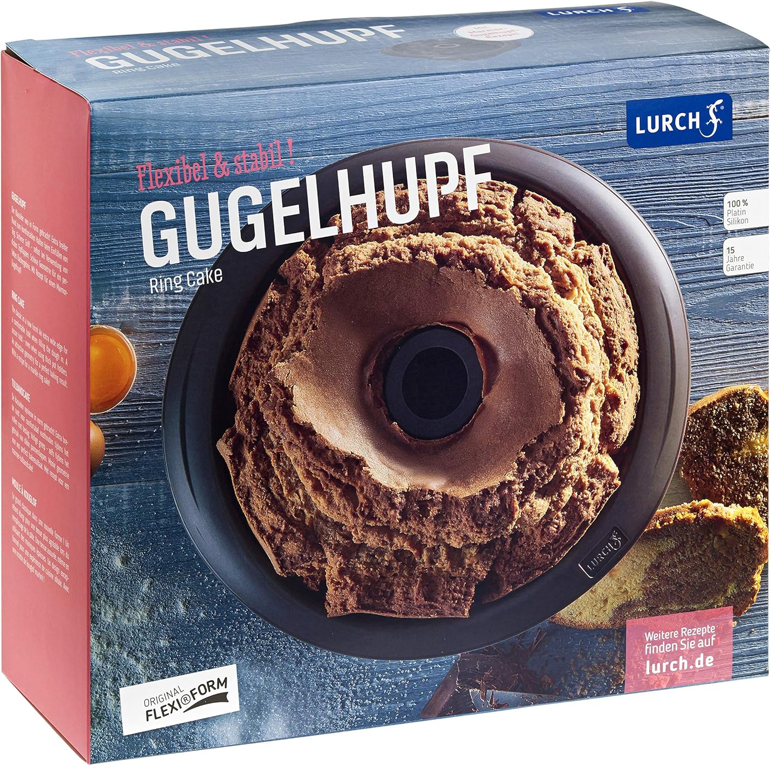 LURCH Germany Flexiform Deep Silicone Gugelhupf Pan | Bundt Cake Mold | Round Baking Pan | Made Of 100% BPA-free Platinum Silicone | Ø 8.7"x 4.7" - Brown