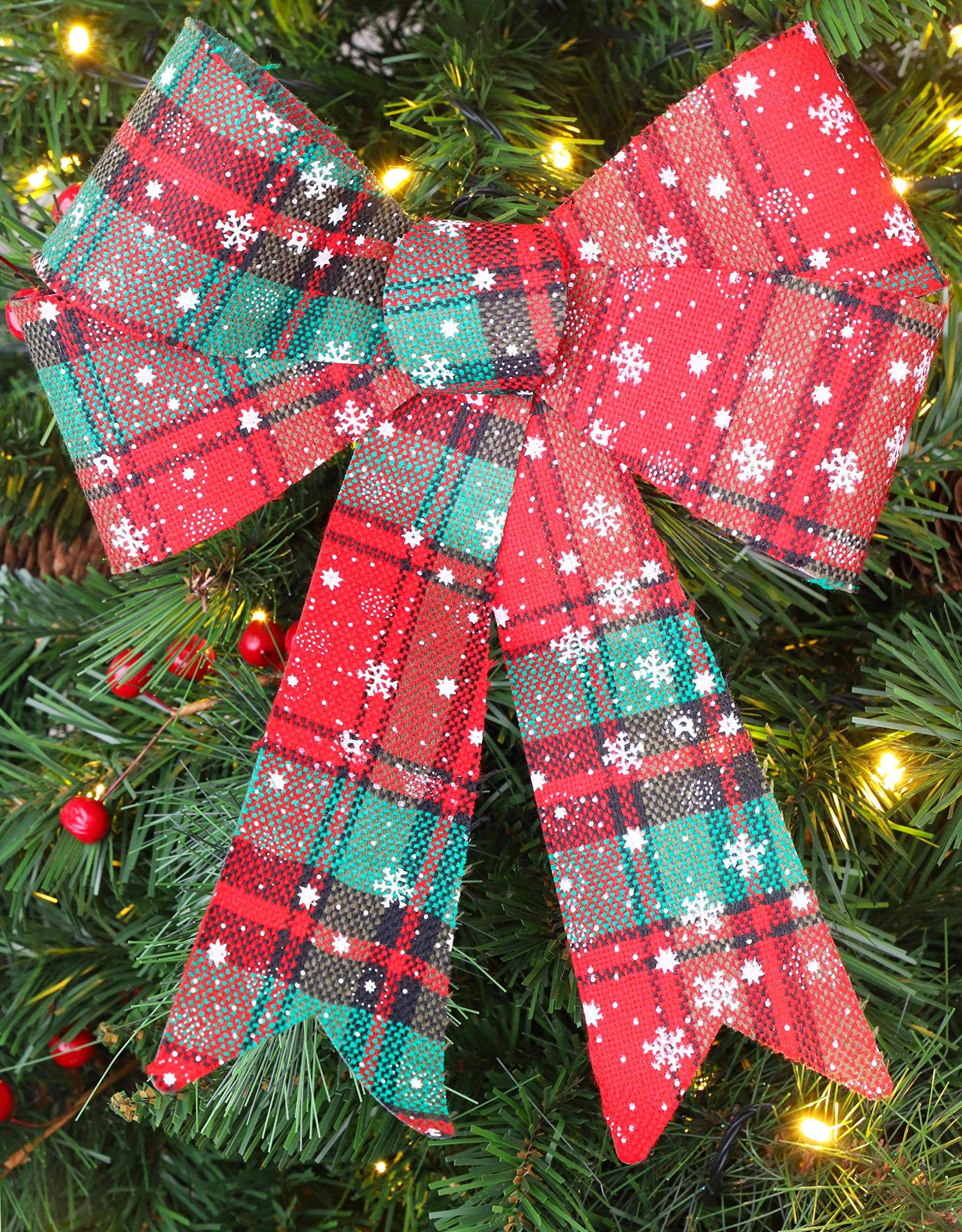 Christmas Concepts Green Christmas Concepts® 310Mm (12.2") Traditional Red & Green Tartan Bow - Christmas Tree Decorations