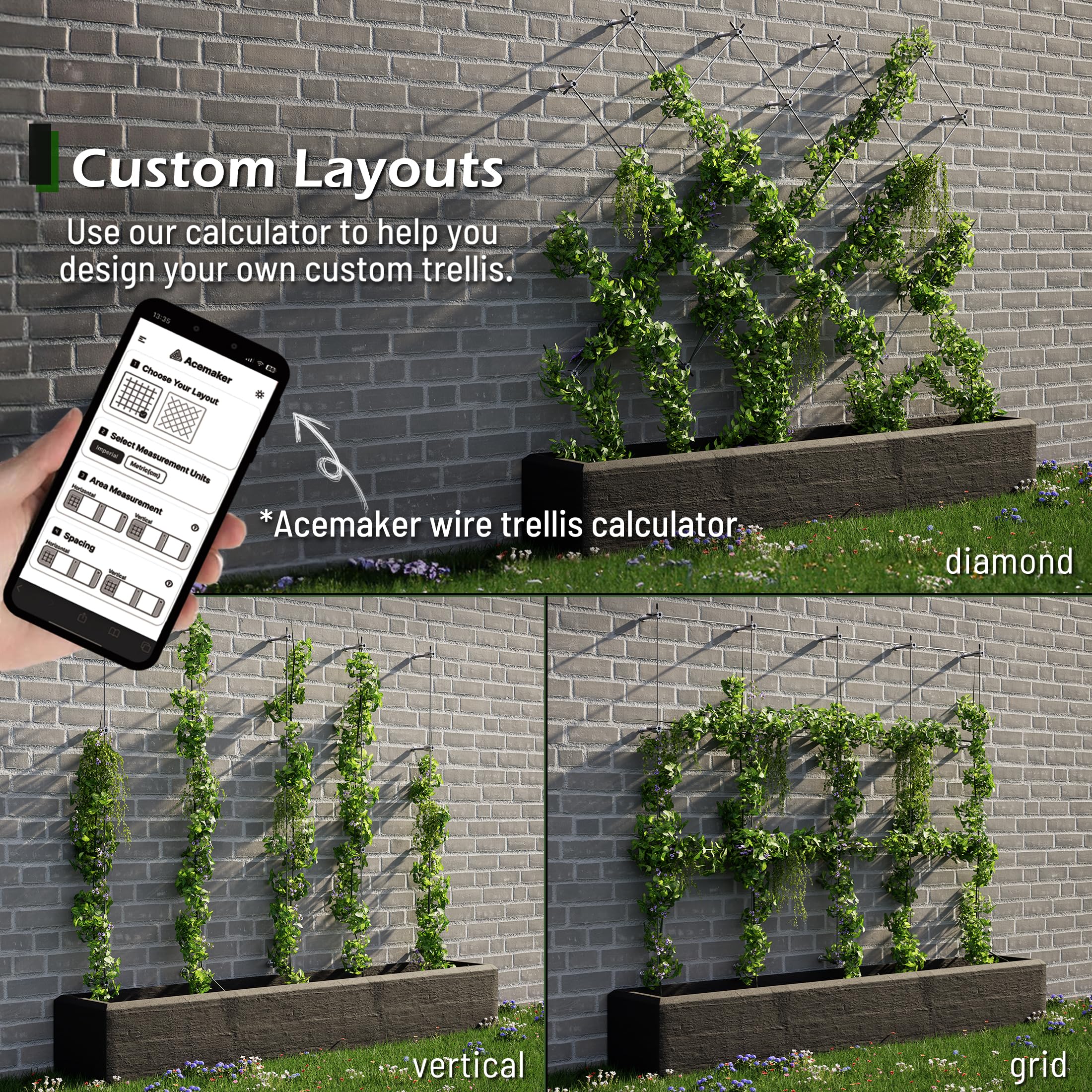 Enrejado de alambre para plantas trepadoras al aire libre, 20 juegos de enrejado de alambre de pared con cuerdas de alambre de 5/64 pulgadas x 98 pies y cortador, kit de enrejado de pared de