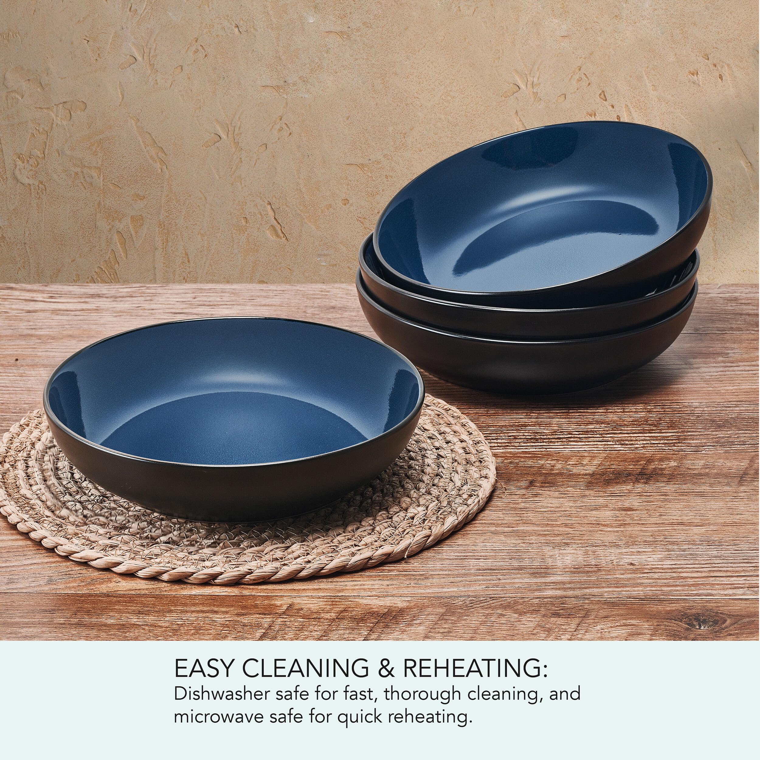 Pfaltzgraff Lucy - Juego de 4 cuencos para pasta, 8.5 pulgadas, color azul