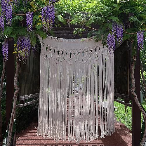 Cortinas bohemias de macramé para puertapuerta, divisores de habitación, despedida de soltera, fondo de fotos de baby shower, 52 pulgadas de ancho x