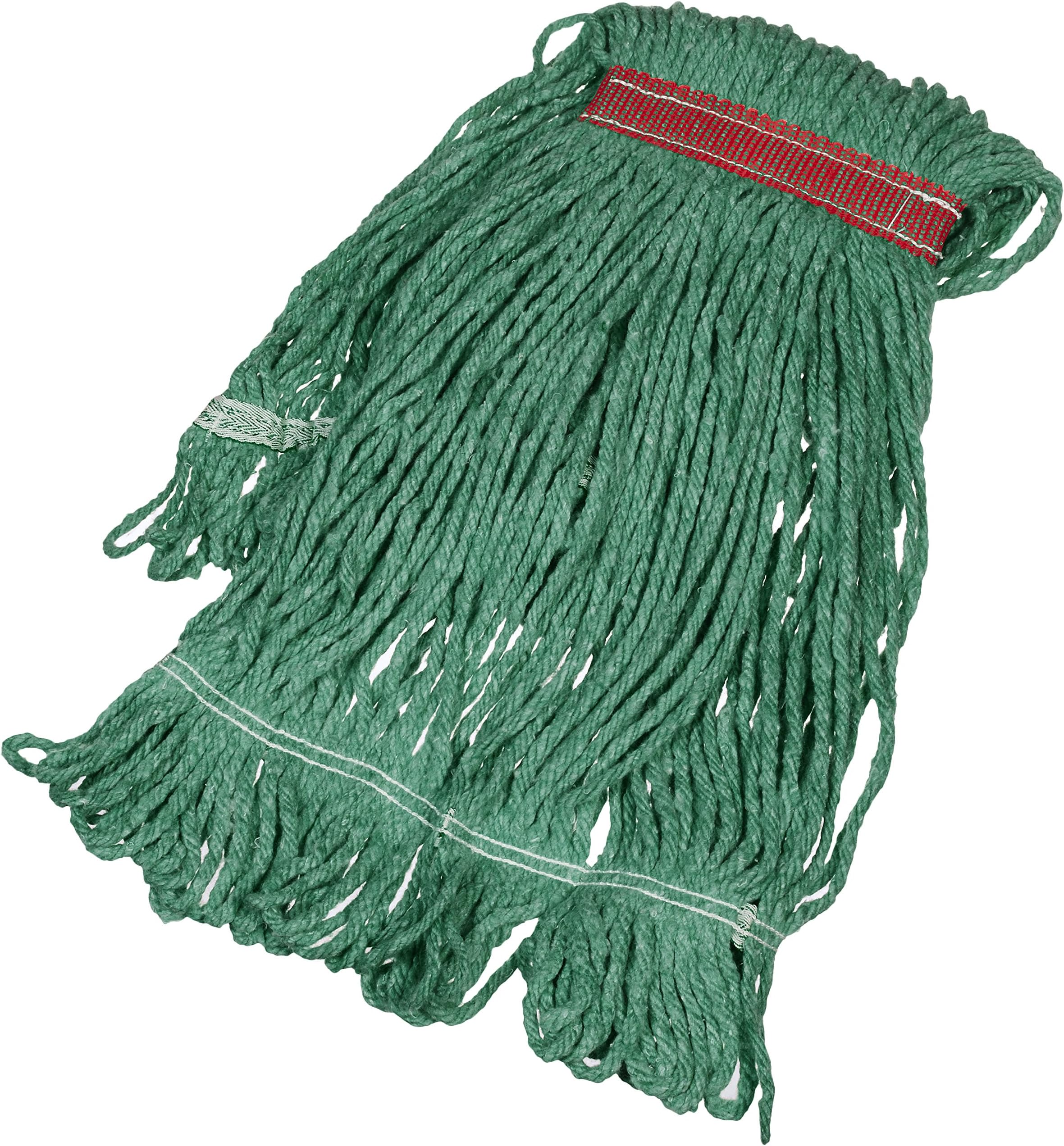 Amazon Basics Loop-End Synthetic Mop Head, 1.25-Inch Headband, Small, Green - 6-Pack