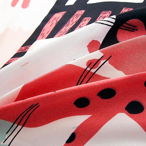 Miniatura 8 de Chezmoi Collection Juego de ropa de cama de 3 piezas con diseño de gatos de dibujos animados, tamaño individual, juego de edredón de microfibra