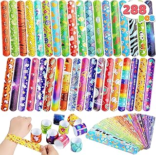 JOYIN 288 Pcs Slap Bracelets Party Favors - 36 Designs with Cute and Colorful Themes - Perfect for kids Easter Party Favors, Valentine Classroom Prizes Exchanging Gifts