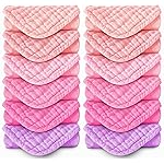 MOON PARK Baby Washcloths, 12 Pack - 12x12 Inches, Small Burp Cloths and Baby Wipes - 100% Cotton Muslin Ultra Soft for Newborn, Infant and Toddlers - Pink, Purple and Sakura Series
