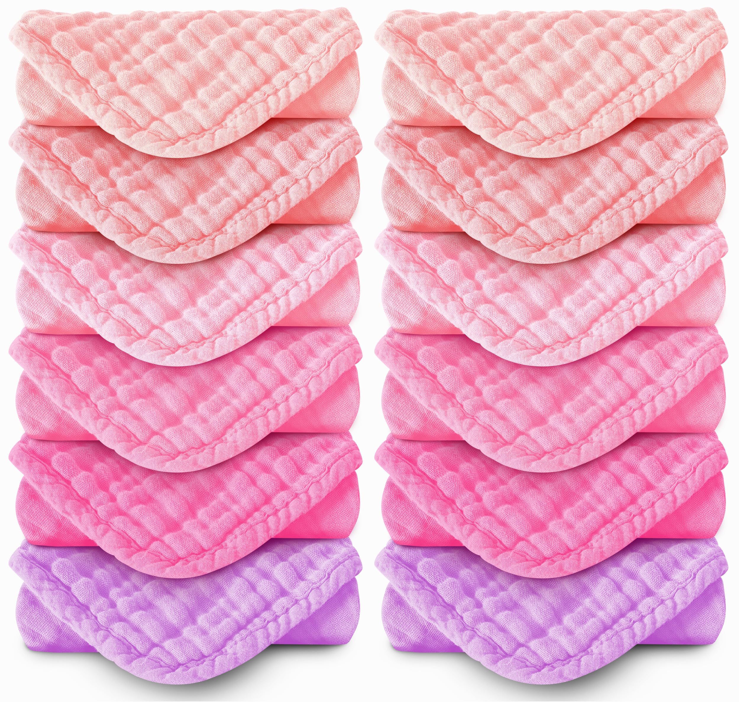 MOON PARK Baby Washcloths, 12 Pack - 12x12 Inches, Small Burp Cloths and Baby Wipes - 100% Cotton Muslin Ultra Soft for Newborn, Infant and Toddlers -