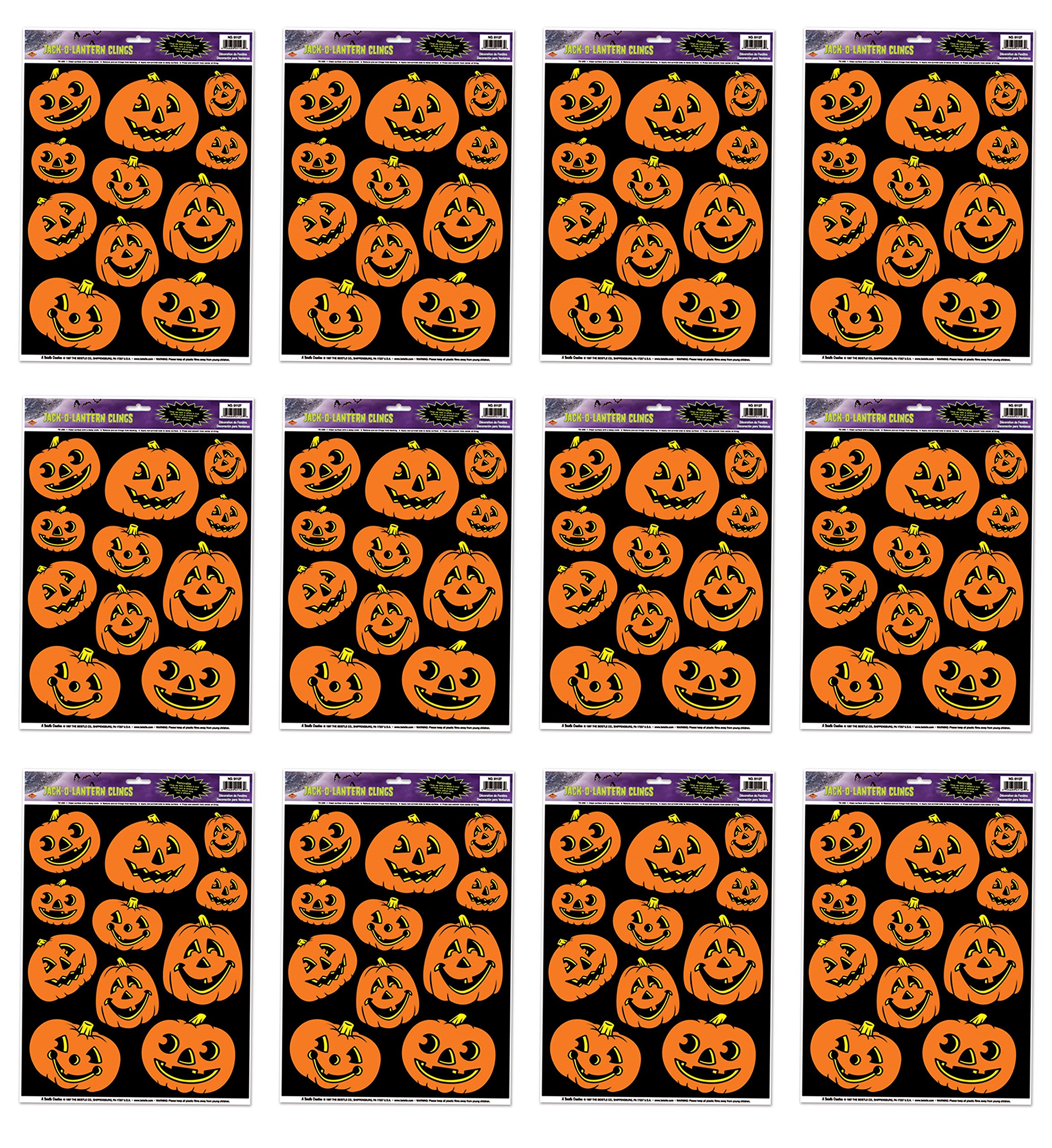 Jack-O-Lantern Clings stickers statiques repositionnables sans colle