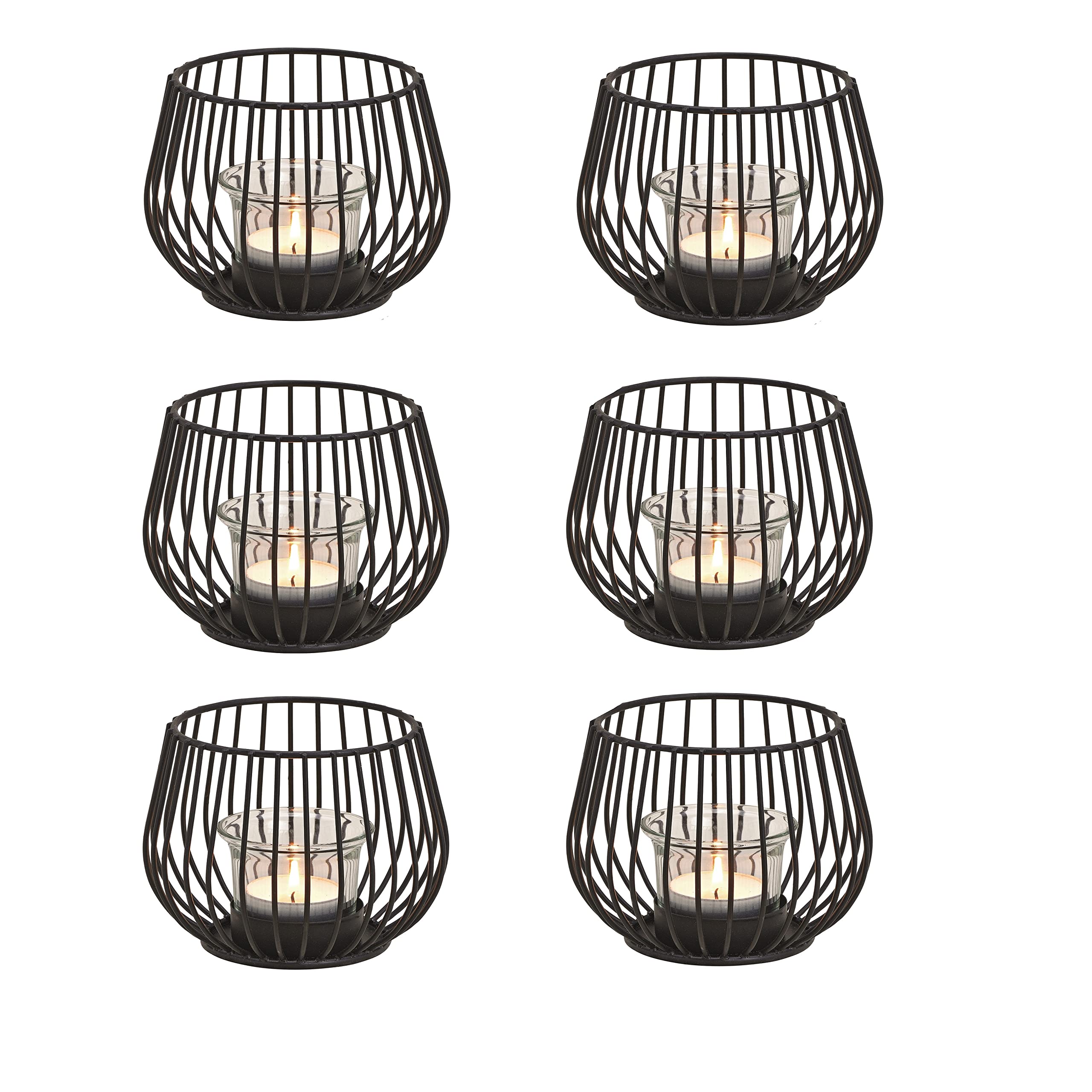 Teelichthalter 3X Deko Windlicht schwarz Metall 12x9 cm Outdoor (Metall 6) | Schmucks HOME kerzenhalter tischdeko wohnzimmer