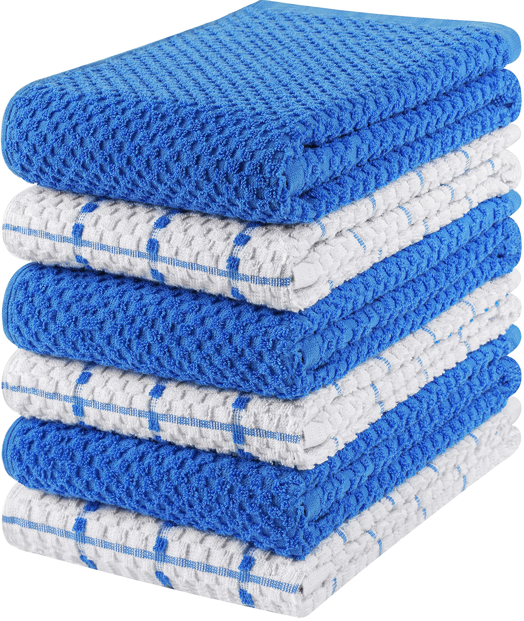 Utopia Kitchen Towels 6 Pack, 15 by 25 Inches, 100% Ring Spun Cotton Super Soft and Absorbent Linen Dish, Tea and Bar Towels Set, BlueOEKO-TEX STANDARD 100