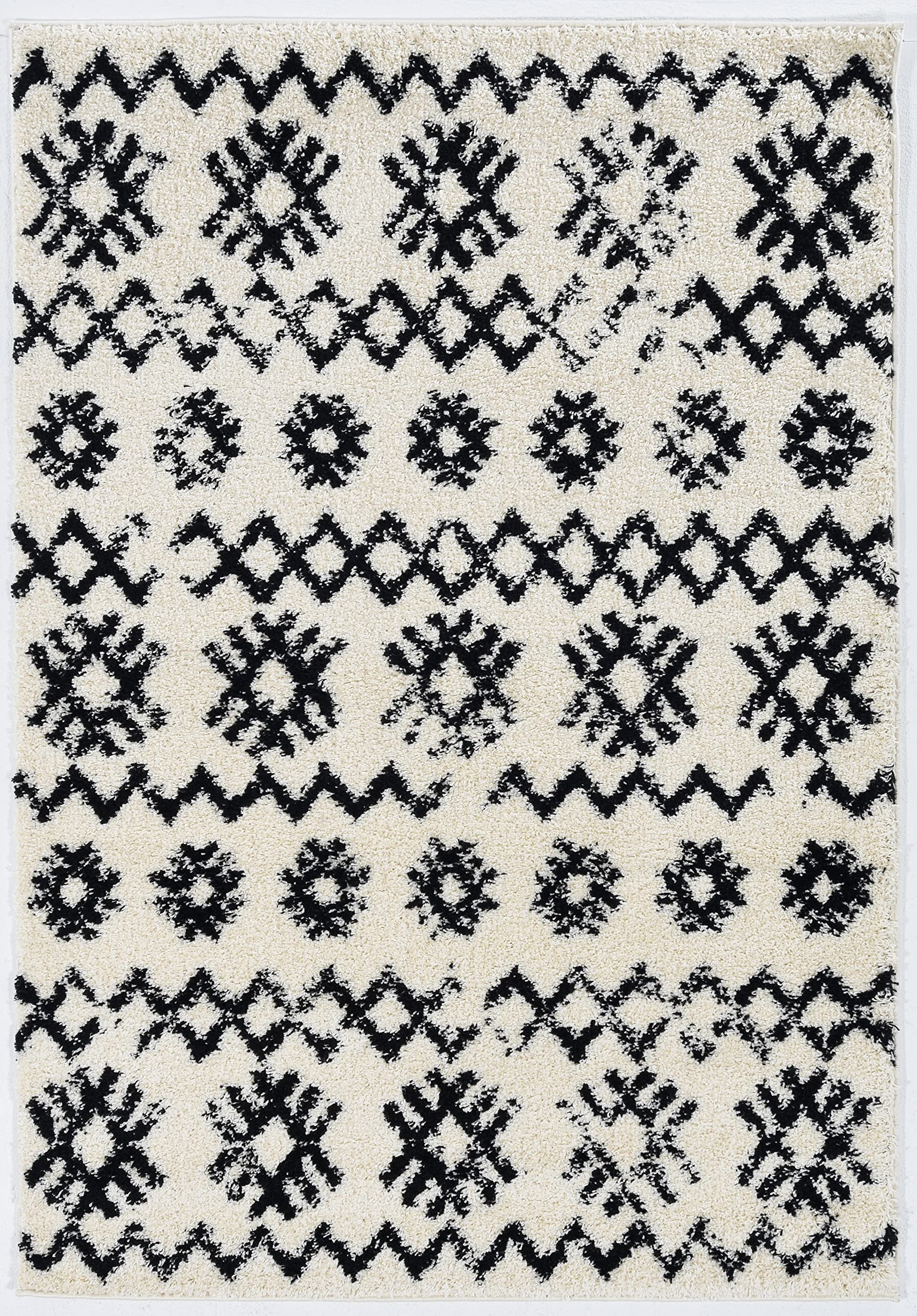 Linon Home Decor Products Morrocan Mekenes Ivory Black 8 X 10 Area Rug