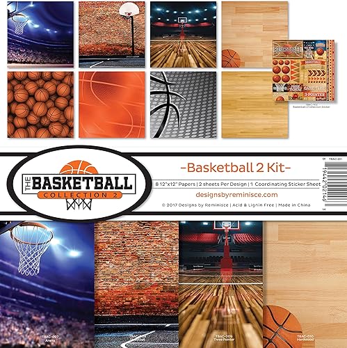 Reminisce Basketball Collection 2 Kit de álbumes de recortes, Vin alto, 27.6 x 35.4 pulgadas