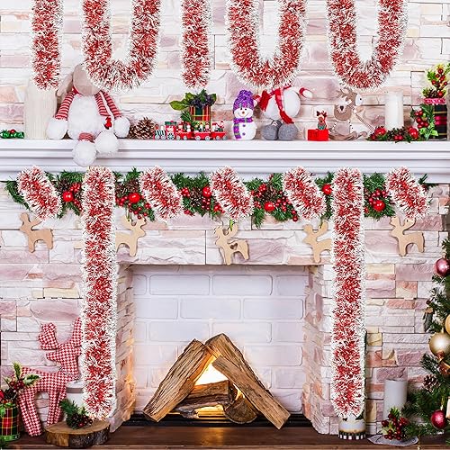 Miniatura 5 de Guirnalda de oropel con purpurina para árbol de Navidad de 50 pies, con punta de escarcha, decoración brillante para fiestas de Navidad, interiores