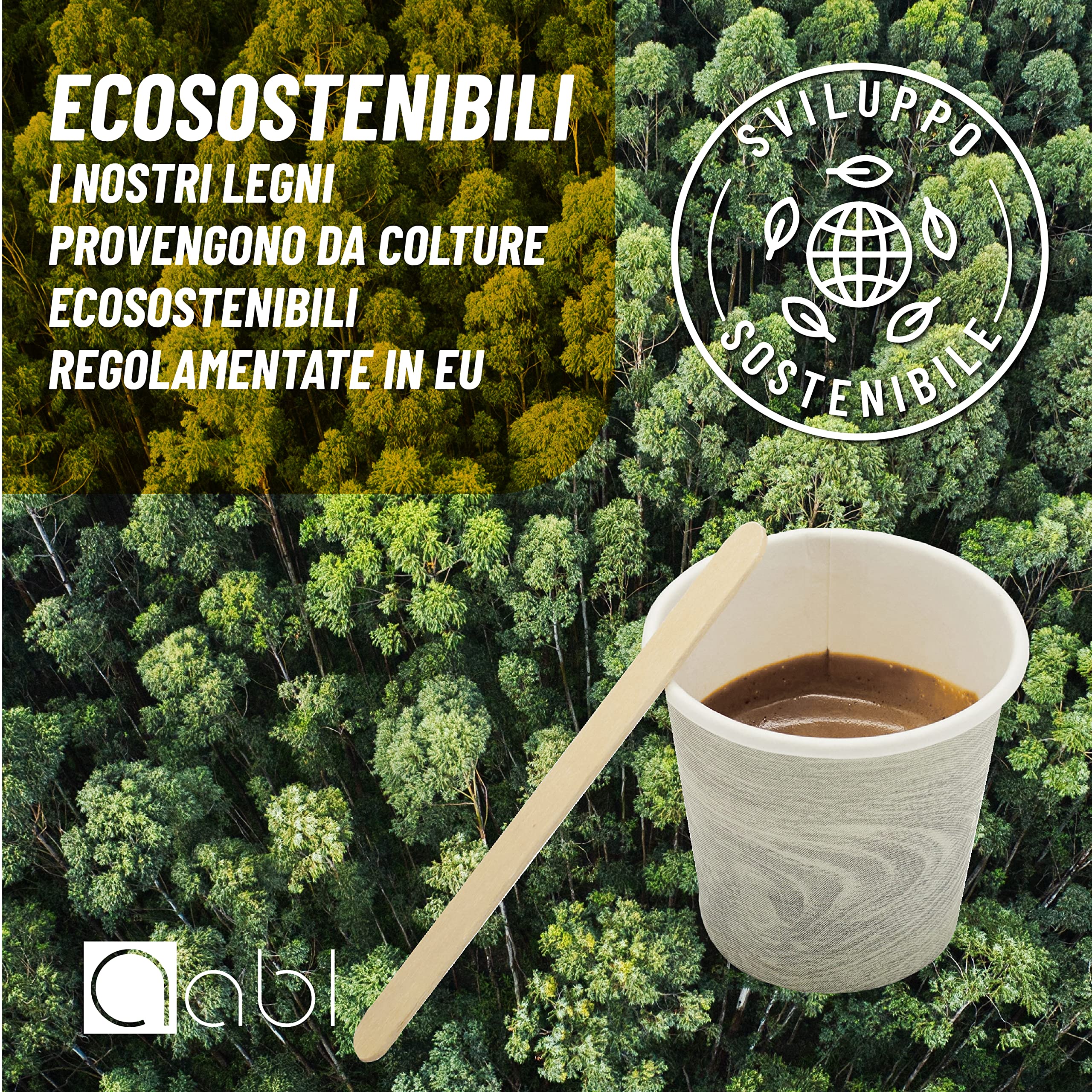 Palette in Legno per Caffè e Bevande 500 Pezzi Monouso Made in Italy