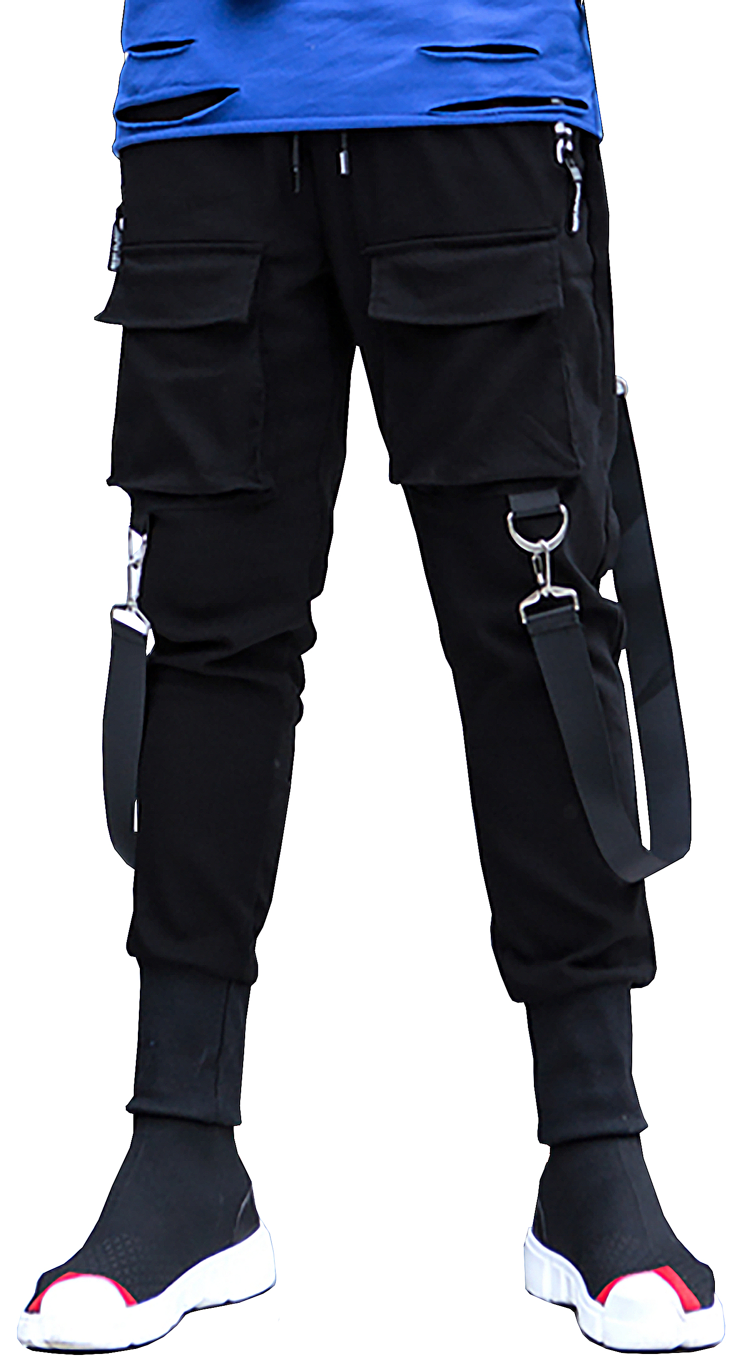 MOKEWEN Men's Elastic Waist Jogger Pants - Drawstring Tech Sport Pants, Multi-Pocket, Asian Sizing (XX-Large) - View #11