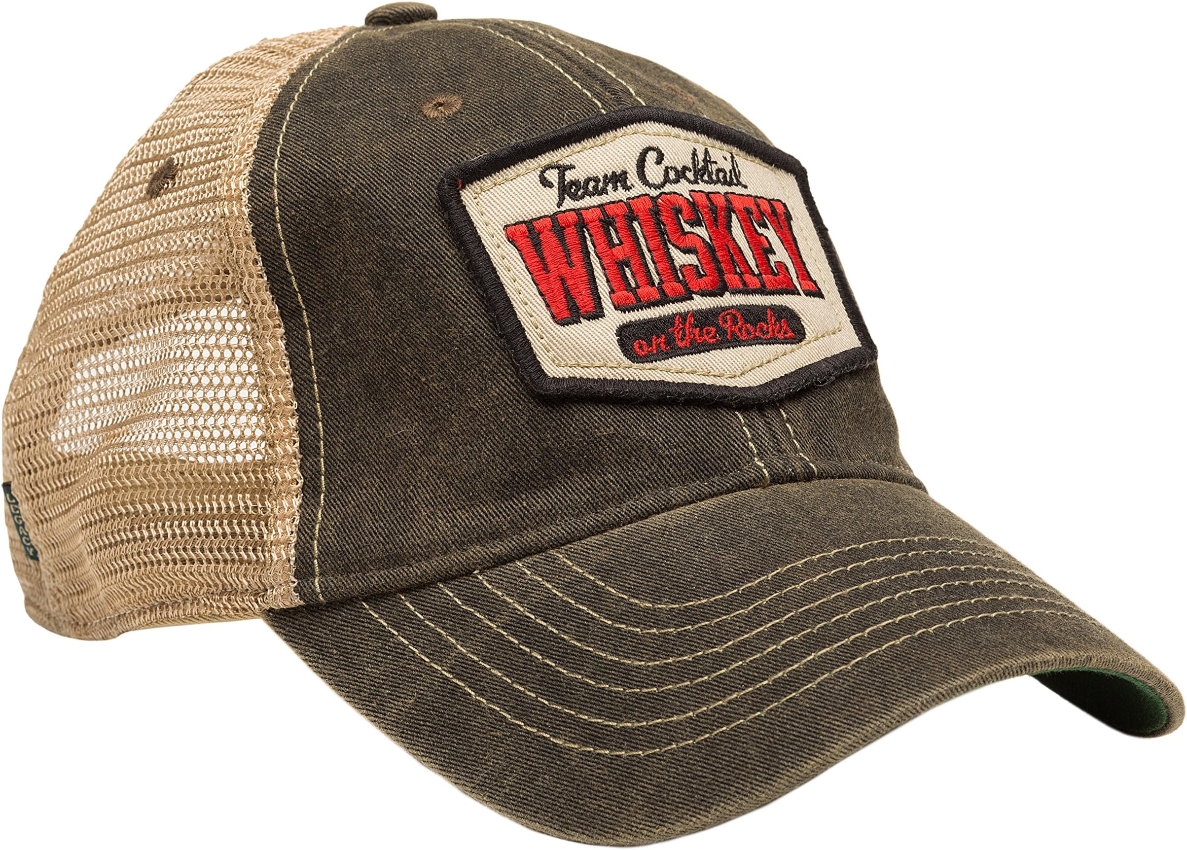 Team CocktailWhiskey on The Rocks Mesh Trucker Hat - Vintage Black Hat (Black w/Red)