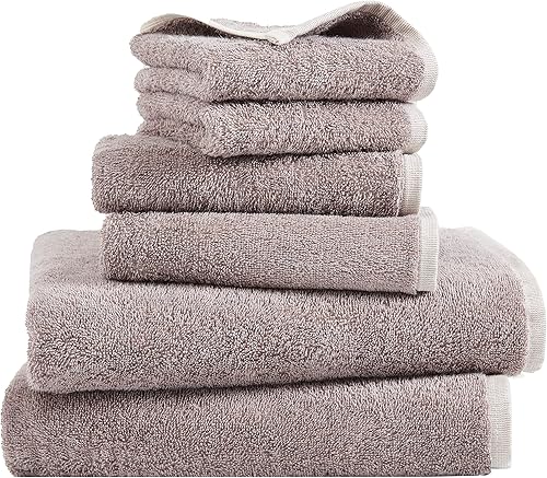 Calvin Klein Melange Solid - Juego de 6 toallas de rizo - 2 de baño, 2 manos y 2 lavadas, 100% algodón, 500 GSM (ciruela) disponible en Yaxa Peru