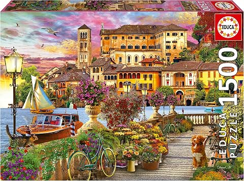 Educa - Italian Promenade - 1500 Piece Jigsaw Puzzle - Puzzle Glue Included - Completed Image Measures 33.46" x 23.6" - Ages 14+ 19562
