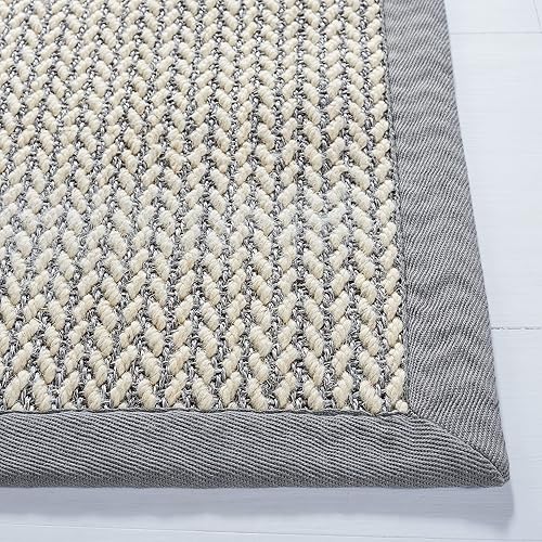Miniatura 3 de SAFAVIEH Alfombra de área de colección de fibra natural, 9 x 12 pies, gris, diseño de sisal, fácil cuidado, ideal para zonas de alto tráfico en sala