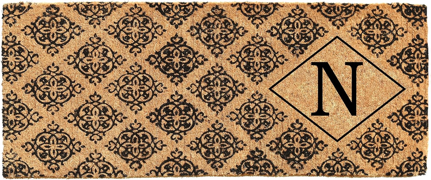 103331846 Regency Monogram Doormat 18" x 46" x 1.5", Black/Natural (Letter B)