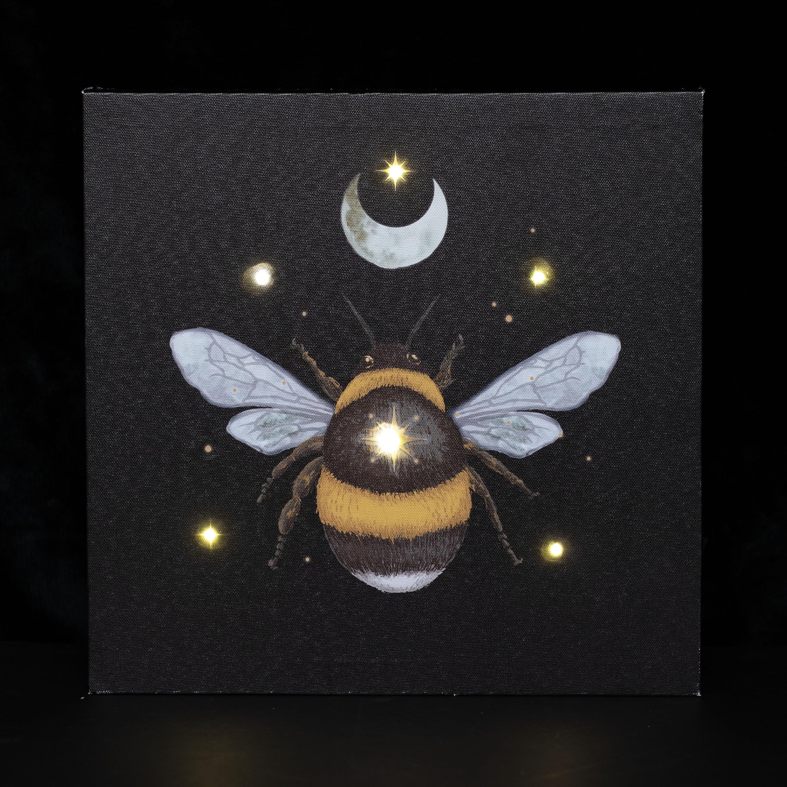 Enchanted Dark Forest Bee Light Up Canvas Wall Plaque, Mystic Home Decor, Gift