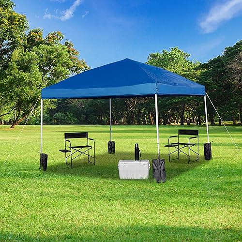 Miniatura 11 de EMMA + OLIVER Tienda de campaña con toldo desplegable de pierna recta negra de 10 x 10 pies con bolsas de arena y estuche con ruedas