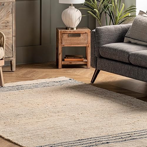 Miniatura 8 de Rugs USA x Lauren Liess Meadow - Alfombra de yute a rayas, 3 x 5 pies, color natural