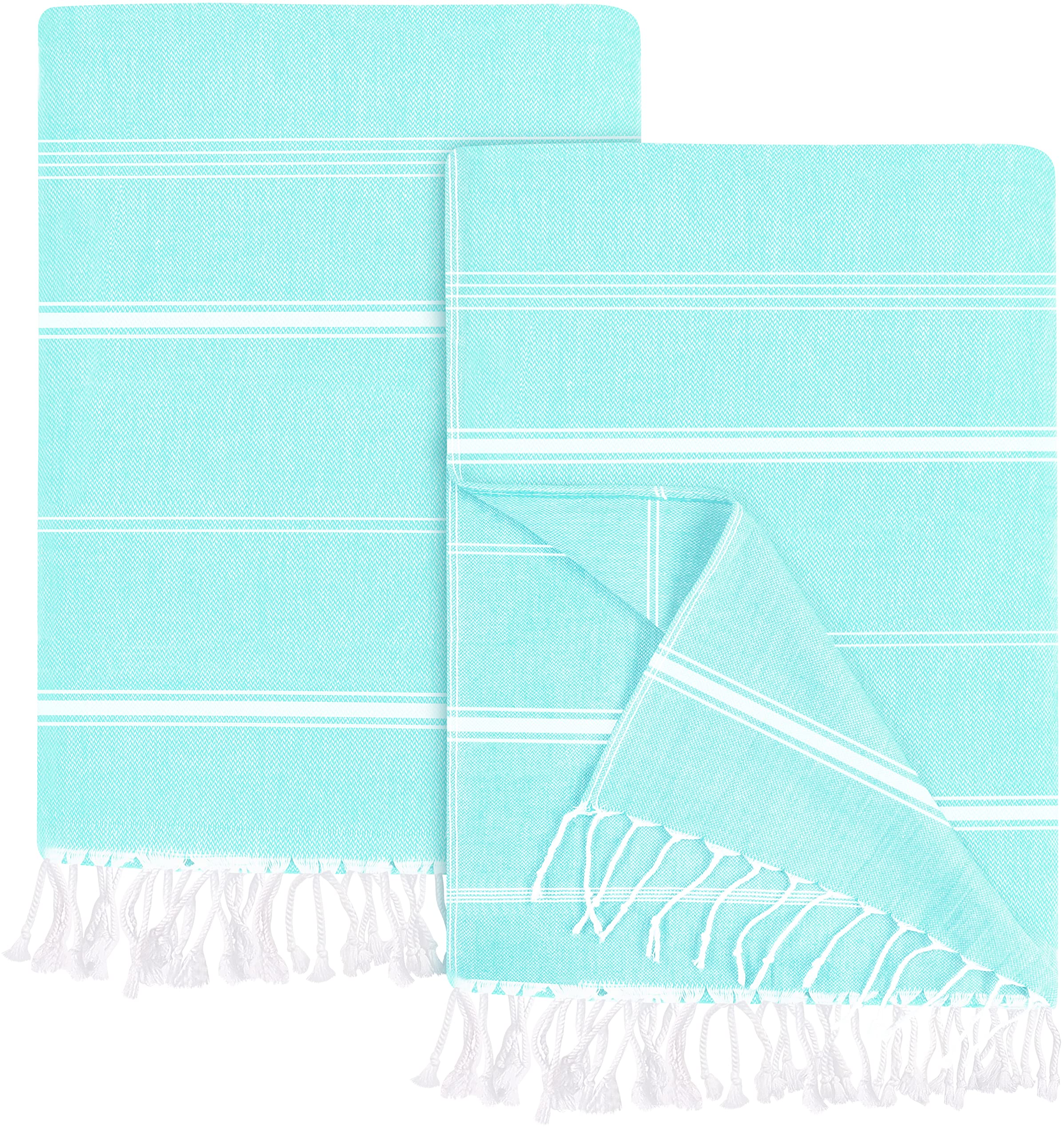 Utopia Towels Pack of 2 Turkish Beach Towel, 40 by 72 Inches, Oversized 100% Cotton, Sand Free Lightweight Absorbent Quick-Dry Beach Blanket, Extra Large Turkish Bath Towels for Travel and Pool, AquaOEKO-TEX STANDARD 100